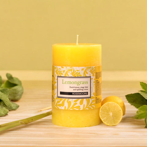 Rosemoore Lemongrass Scented Pillar Candle 3x5 Inches