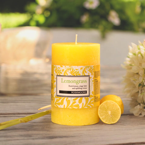 Rosemoore Lemongrass Scented Pillar Candle 3x5 Inches