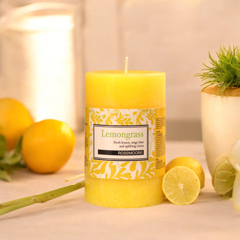 Rosemoore Lemongrass Scented Pillar Candle 3x5 Inches